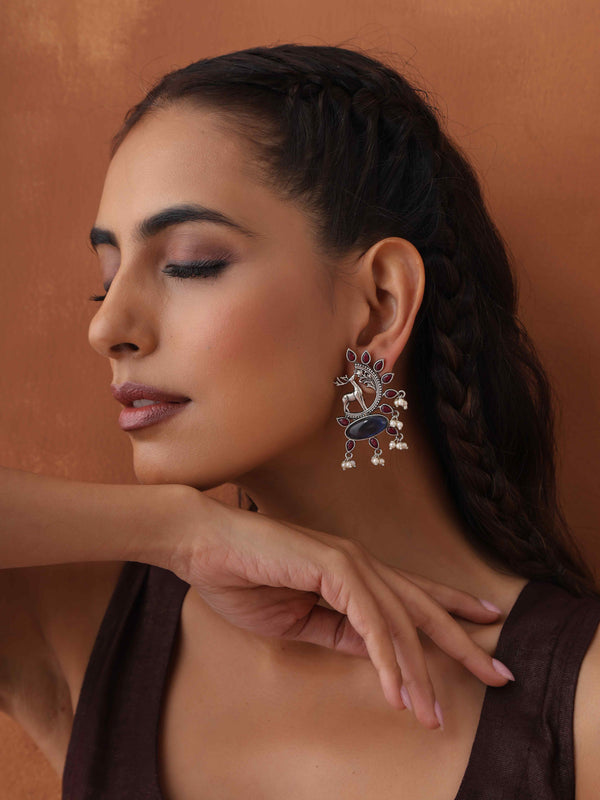 trueBrowns Silver Tone Pearl Drop Earrings