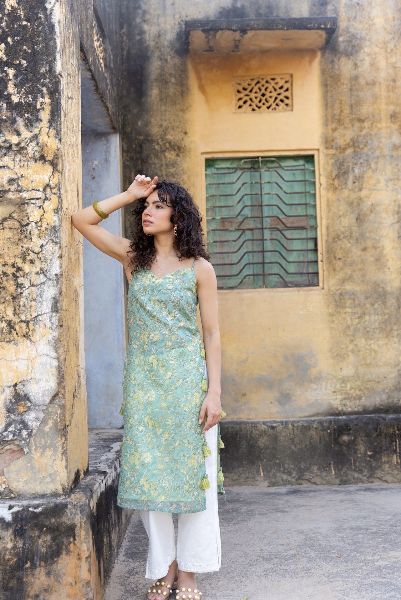 Anu Sudhaya Sage Chanderi Kurta Set