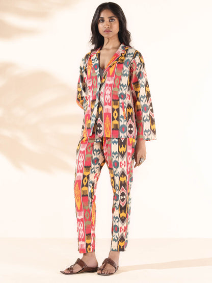 trueBrowns Cola Cotton Ikat Pant Suit Set