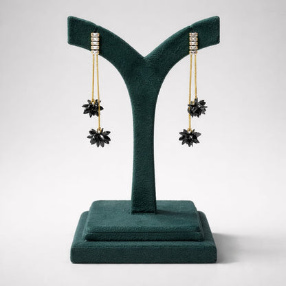 Black Crystal Floral Double Drop Earrings LP- 48Hr Delivery