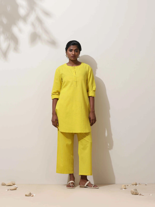 trueBrowns Lime Cotton Kurta Co-Ord Set