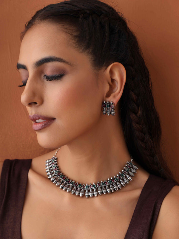 trueBrowns Silver Tone Necklace Set