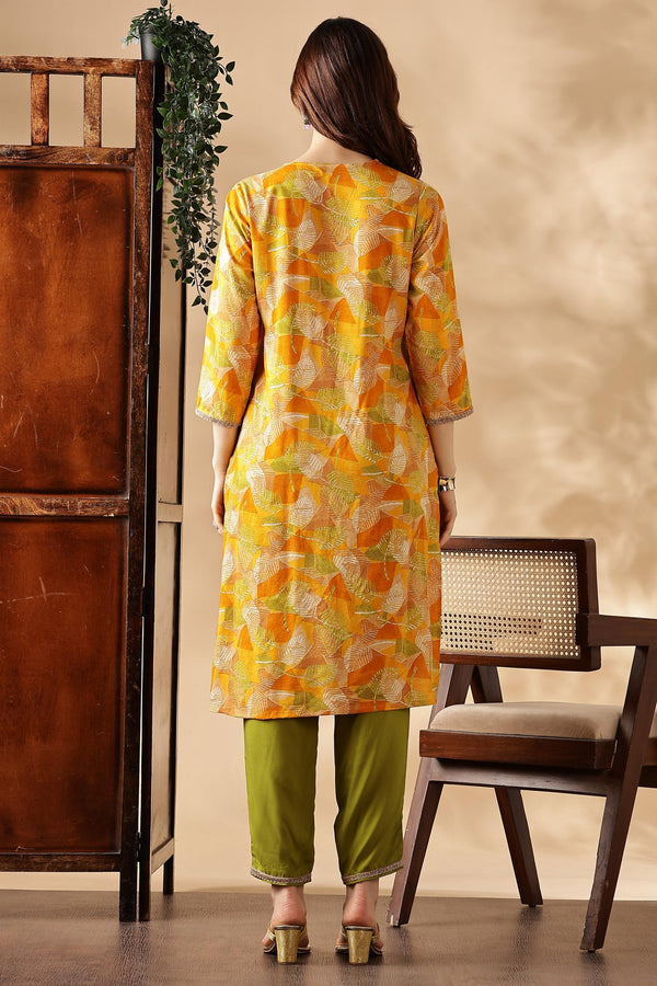 Mustard & Green Kurta,Pant with Pocket and Dupatta 3PCS Set - LP