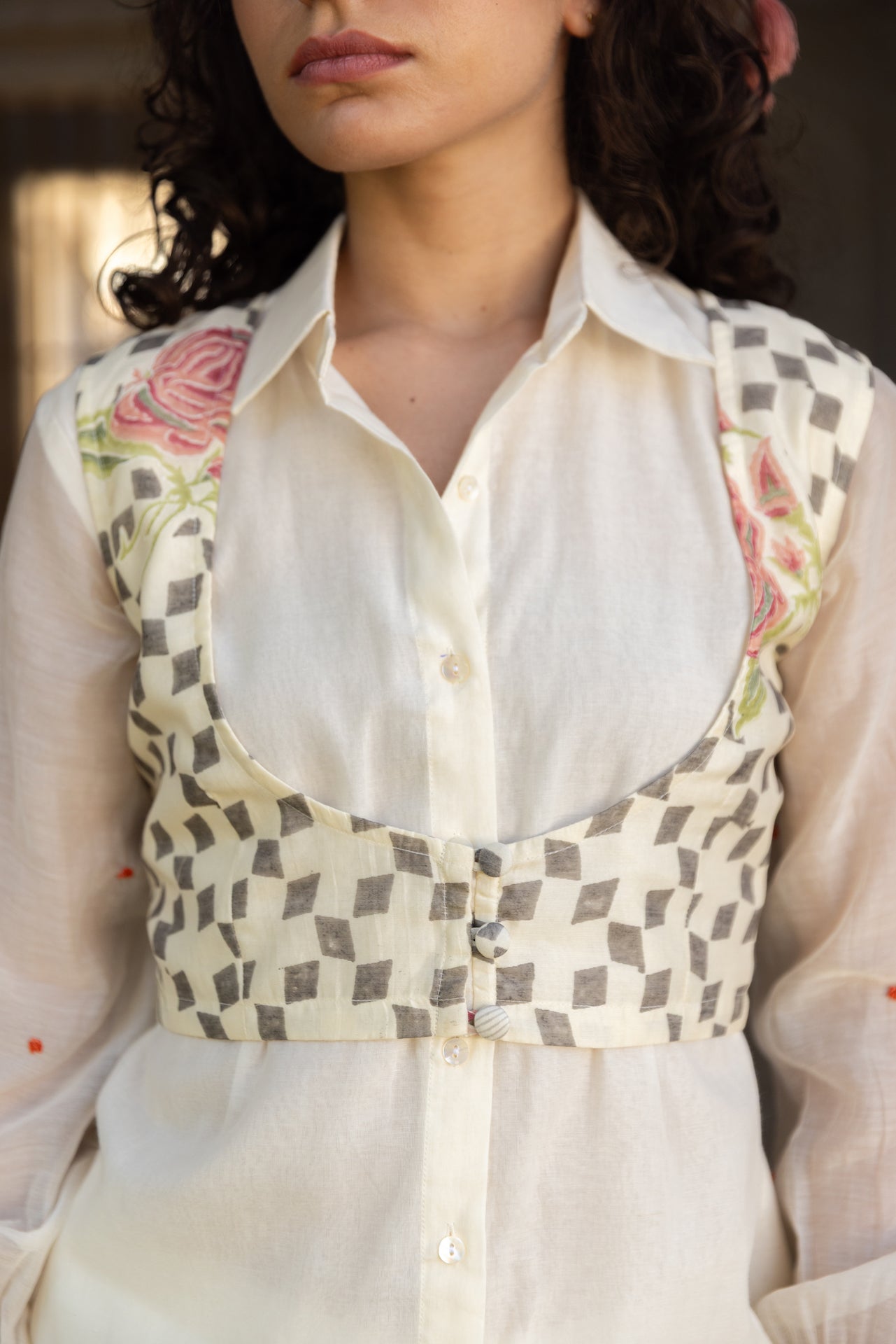 Anu Amala Rose Chanderi Shirt
