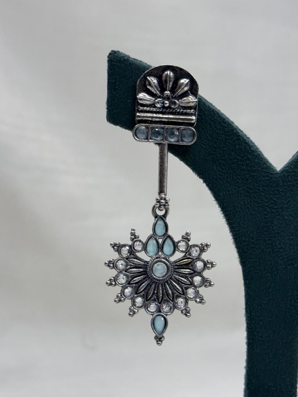 Elegant Oxidised Metal Hanging Earrings