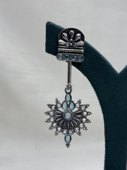 Elegant Oxidised Metal Hanging Earrings