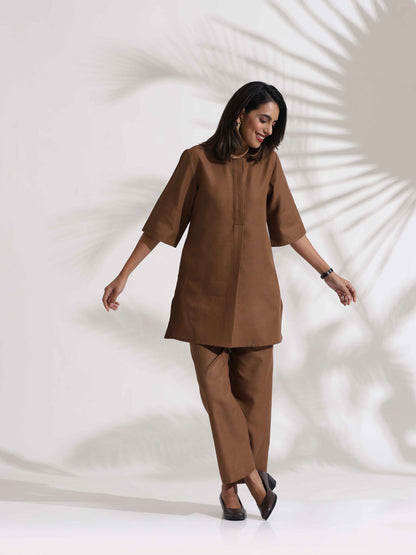 trueBrowns Brown Slub Co-ord Set