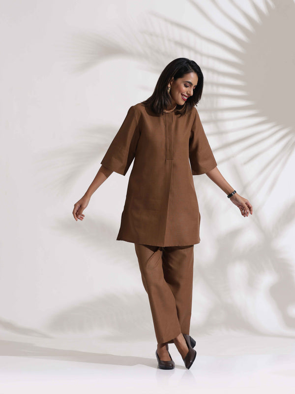 trueBrowns Brown Slub Co-ord Set