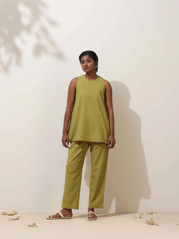 trueBrowns Pear Green Cotton Linen Co-Ord Set