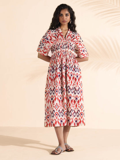 trueBrowns Carrot Cotton Ikat Dress