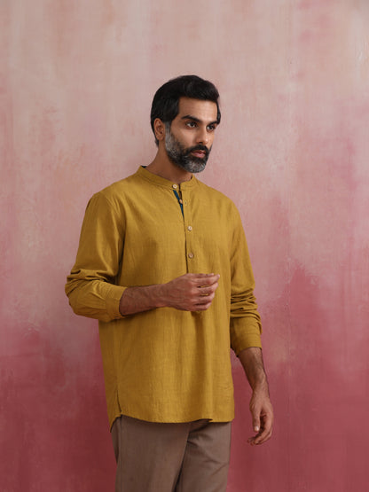 trueBrowns Men's Mustard Short Kurta