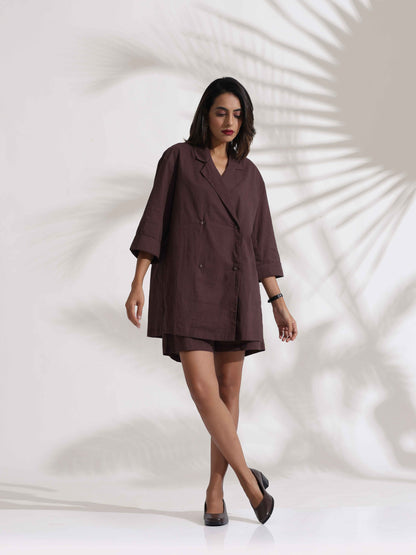 trueBrowns Cola Cotton Print Jacket & Short Co-ord Set