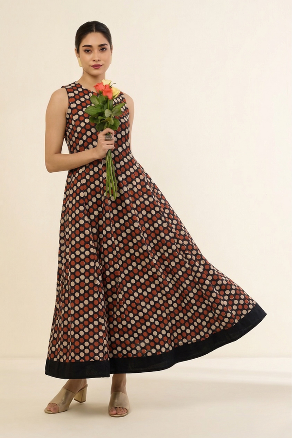 Sandstone And Red Pepper Long Sleeveless Maxi Dress Mc