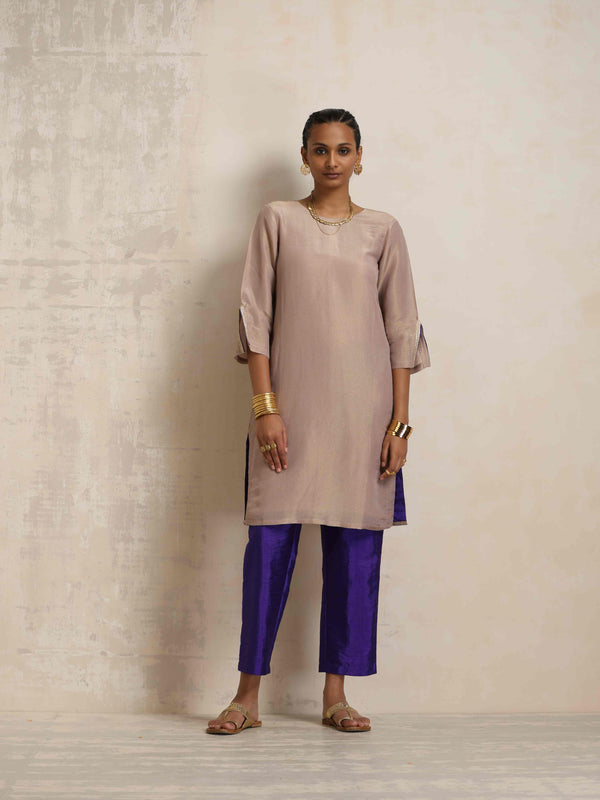 trueBrowns Lilac Tissue Kurta Co-ord Set