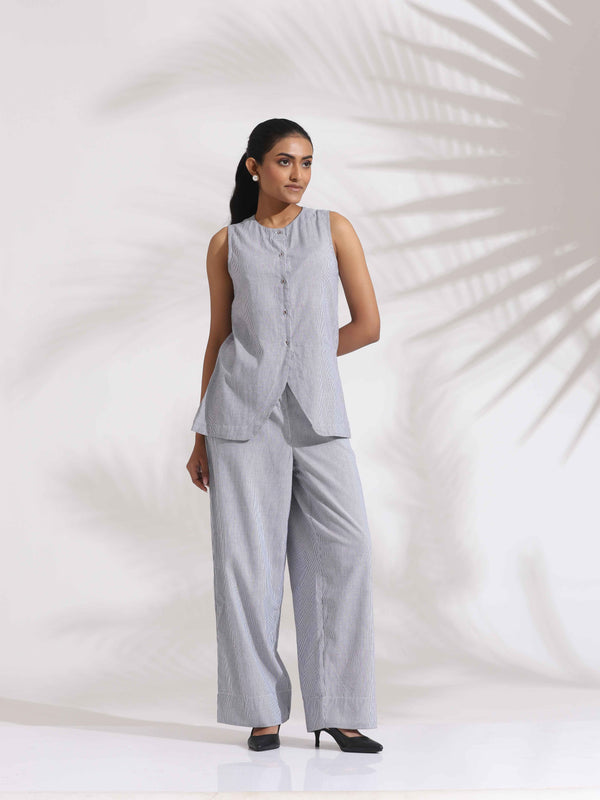 trueBrowns Grey Cotton Stripe Co-ord Set LP
