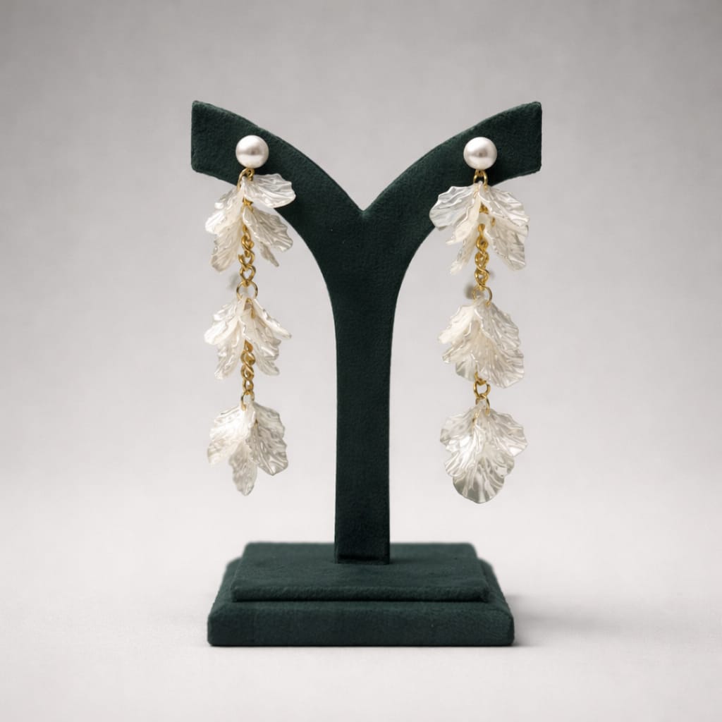Pearl Leaf Cascade Statement Earrings LP- 48Hr Delivery