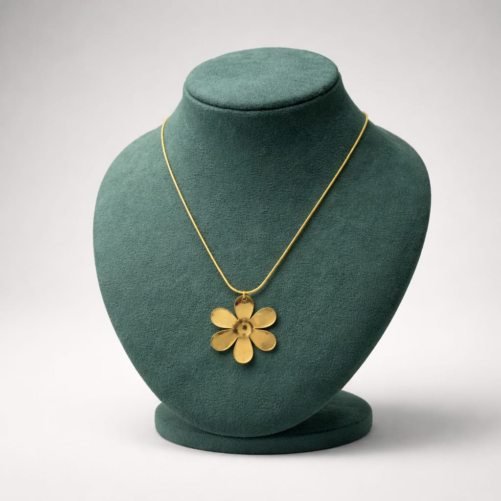 Gilded Petal Sculptural Pendant & Chain LP- 48Hr Delivery