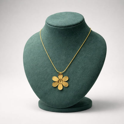 Gilded Petal Sculptural Pendant & Chain LP- 48Hr Delivery