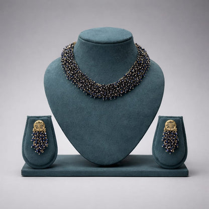 Midnight Sugar-Bead Woven Choker & Earring Set LP- 48Hr Delivery