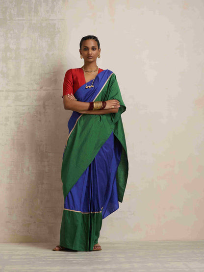 trueBrowns Blue Silk Ready To Wear Saree