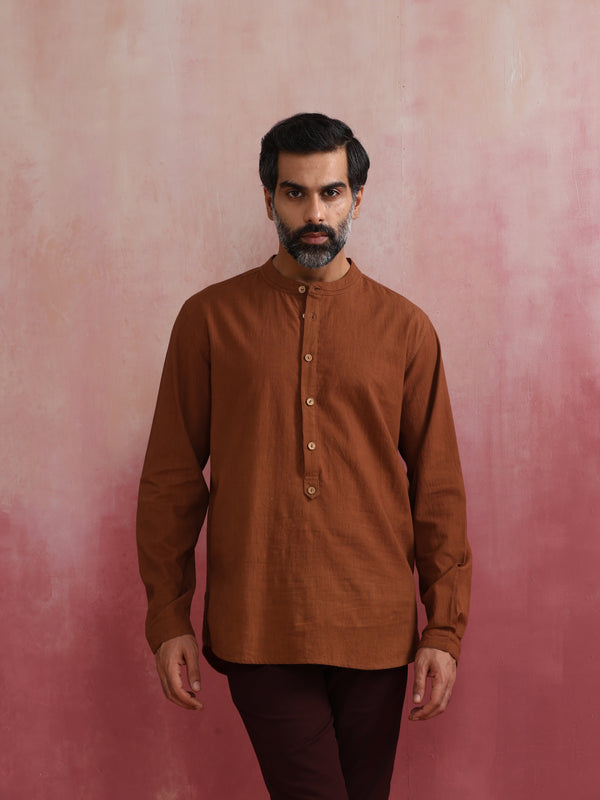 trueBrowns Men's Brown Cotton Kurta