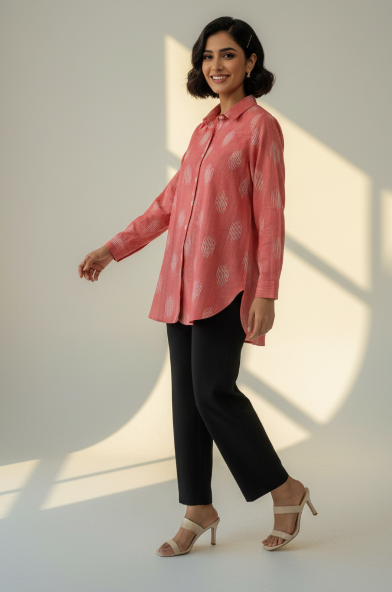 Maati  Coral Breeze Cotton Button Down Shirt