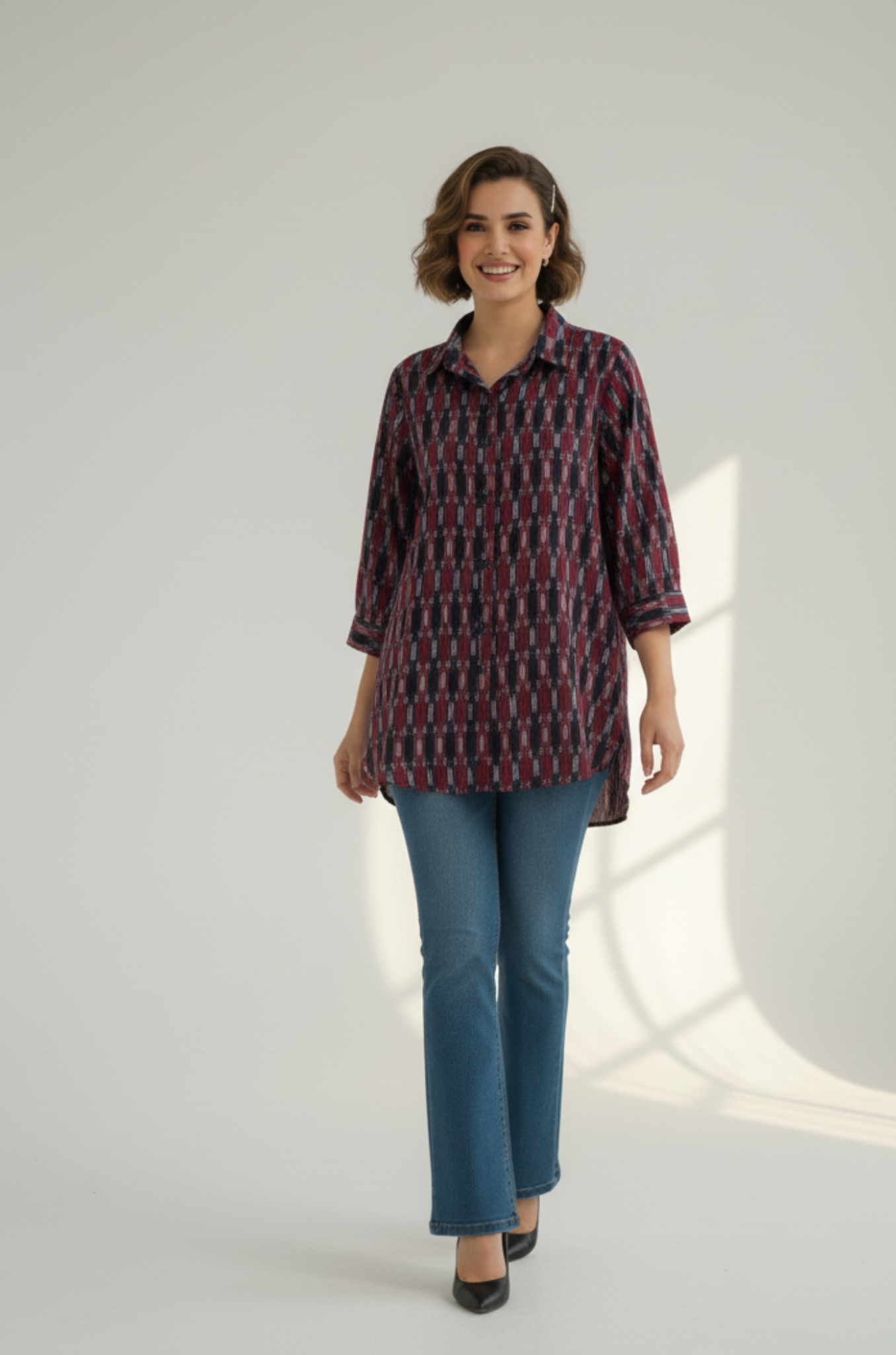 Maati  Midnight Everyday Ikat Cotton Shirt