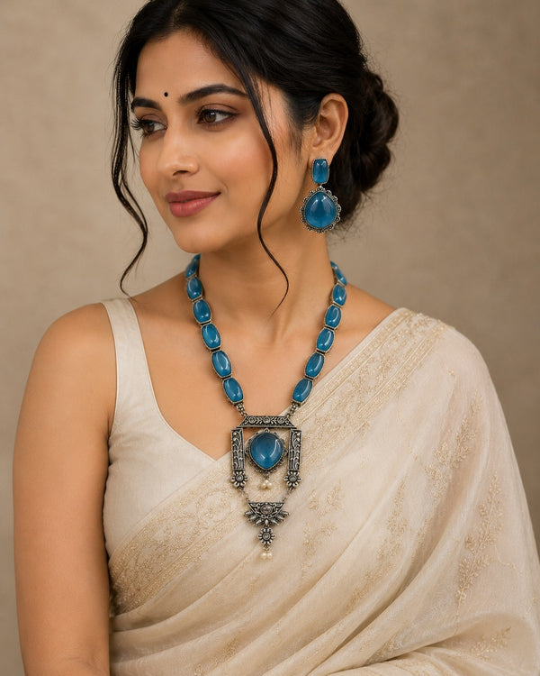 Azure Blue Statement Necklace Set