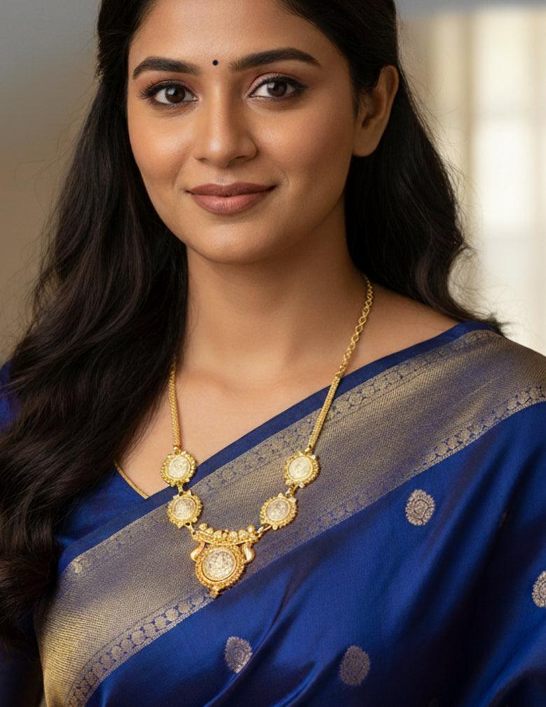 Gold Tone Kaashu Lakshmi Pendant Chain Necklace