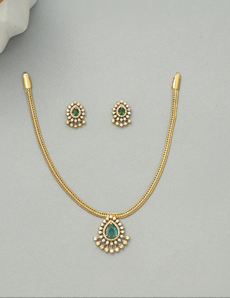 Premium Antique Traditional AD Pendant Short Necklace Earrings LP- 48Hr Delivery