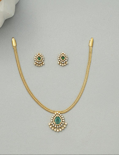 Premium Antique Traditional AD Pendant Short Necklace Earrings LP- 48Hr Delivery