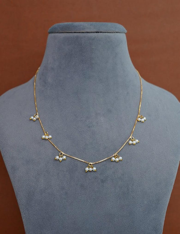 Gold Plated Pearl Hanging Invisible Necklace LP- 48Hr Delivery