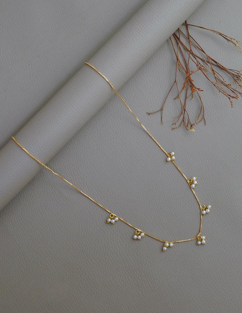 Gold Plated Pearl Hanging Invisible Necklace LP- 48Hr Delivery