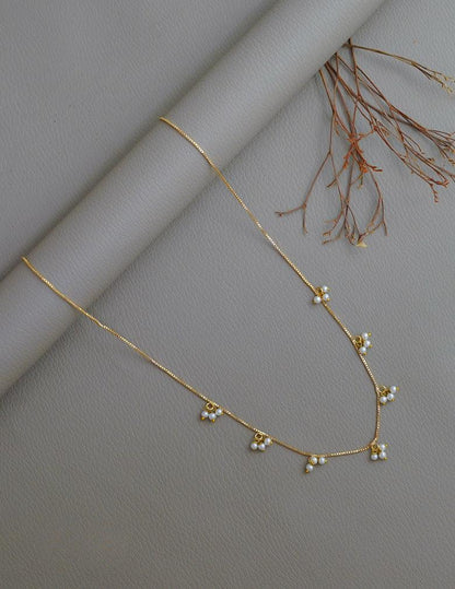 Gold Plated Pearl Hanging Invisible Necklace LP- 48Hr Delivery