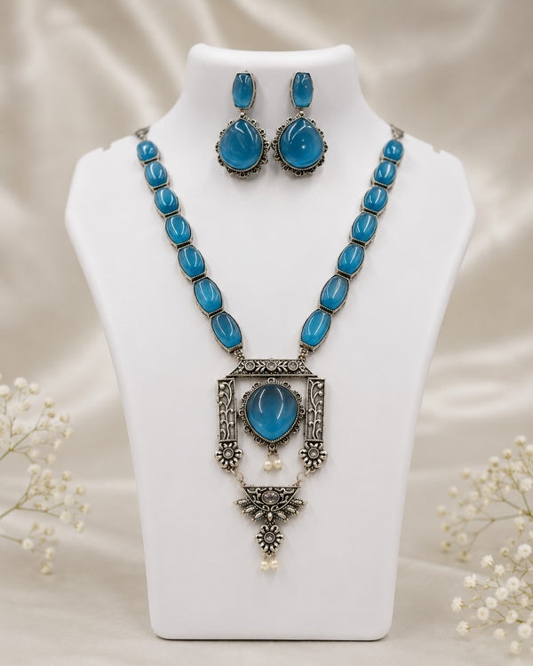 Azure Blue Statement Necklace Set