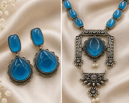Azure Blue Statement Necklace Set LP- 48Hr Delivery