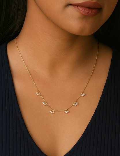 Gold Plated Pearl Hanging Invisible Necklace LP- 48Hr Delivery