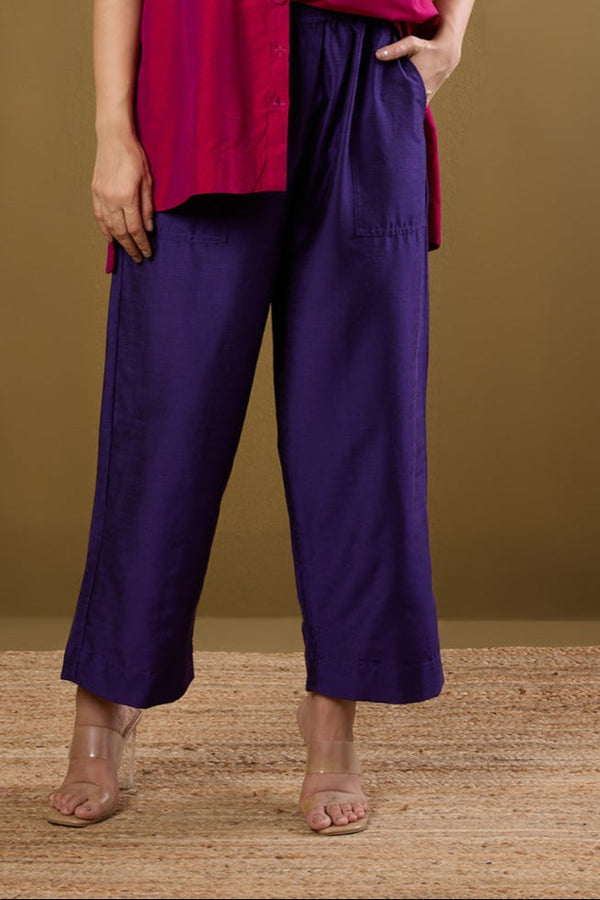 Maati Craft Comfort Fit pants - Purple Silk Slub