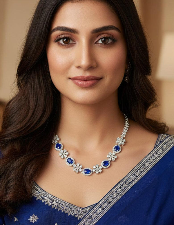 Silver Plated AD Stone  Necklace