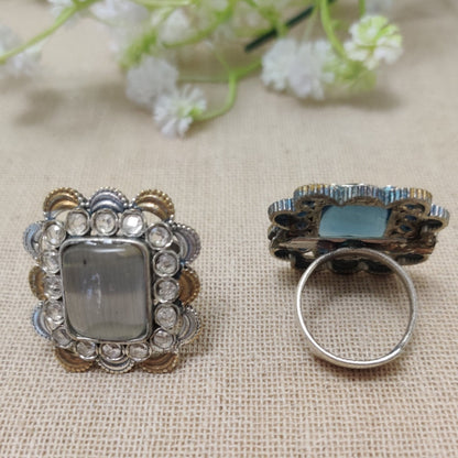Dual Tone Square Ring