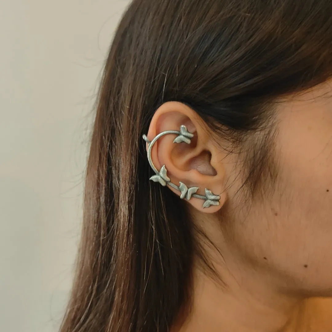 “Titlis” Butterfly Silver Look Alike Earcuff for Navratri