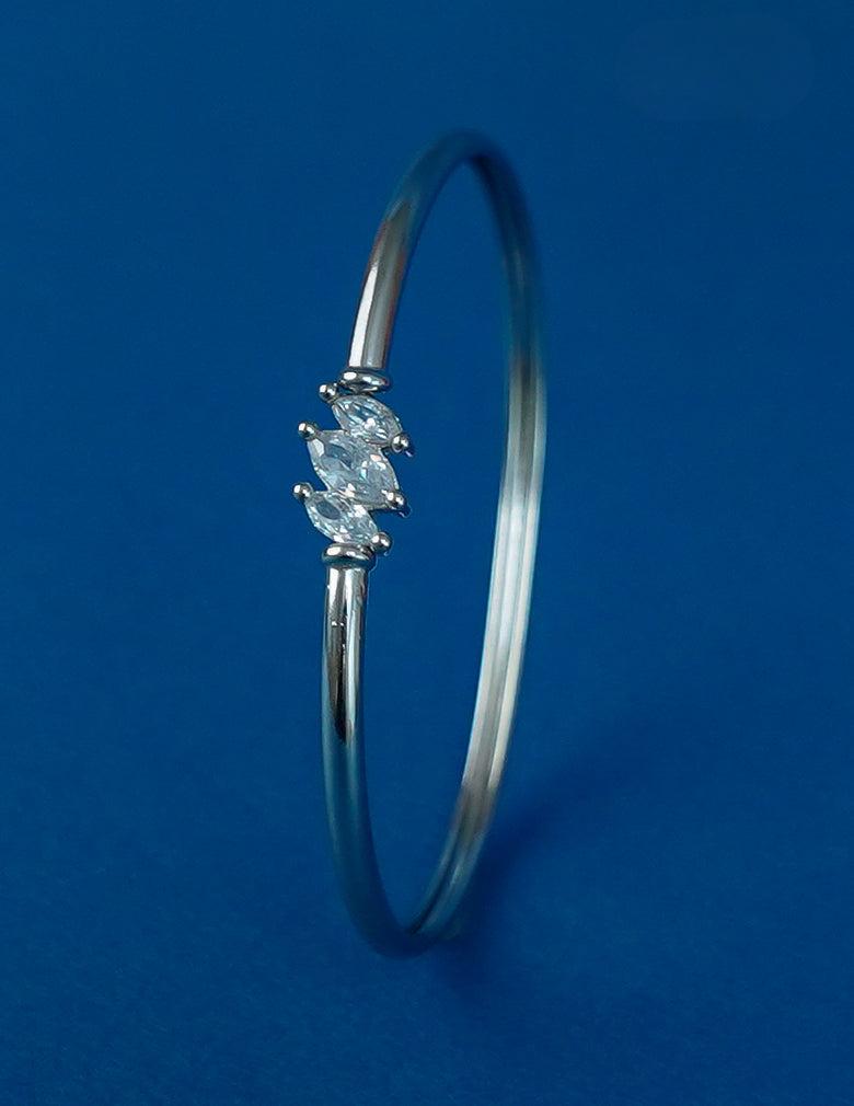 Silver Plated AD Stone Openable Bangle