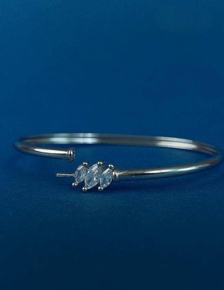 Silver Plated AD Stone Openable Bangle
