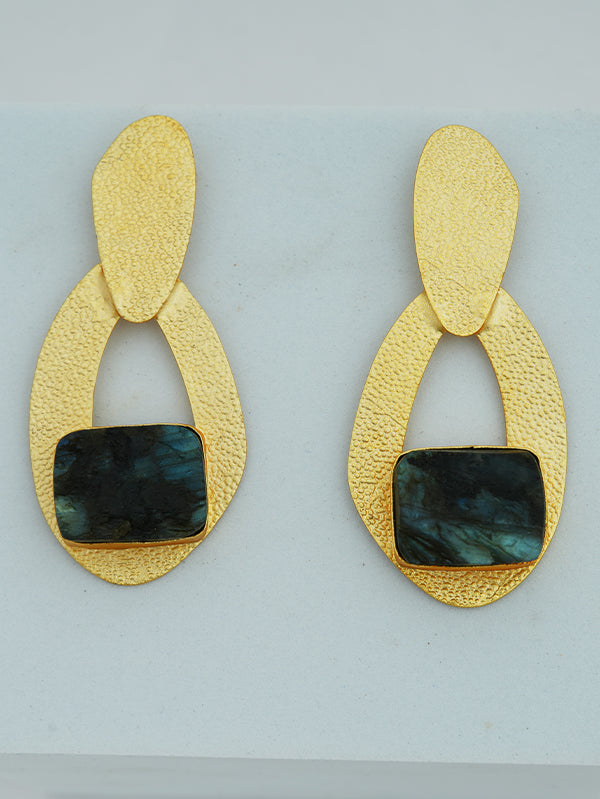 Gold Plated Earrings with Natural Stone