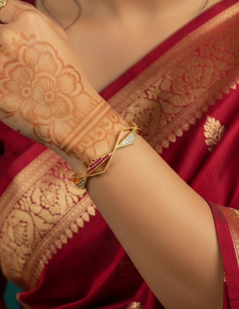 18k Gold Plated AntiTarnish AD stone Bangle