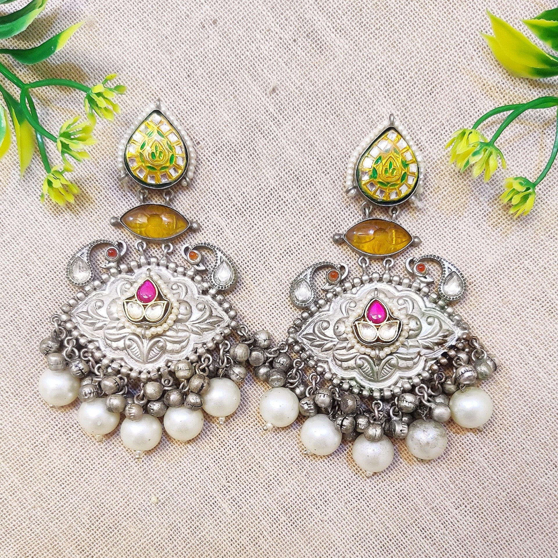 heavy silver earrings
