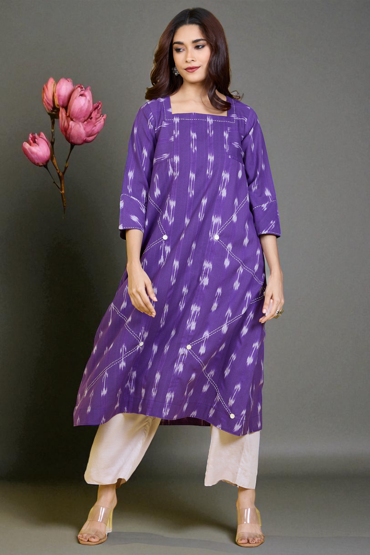 A-Line Panelled Kurta Amethyst Aura Kurta Top