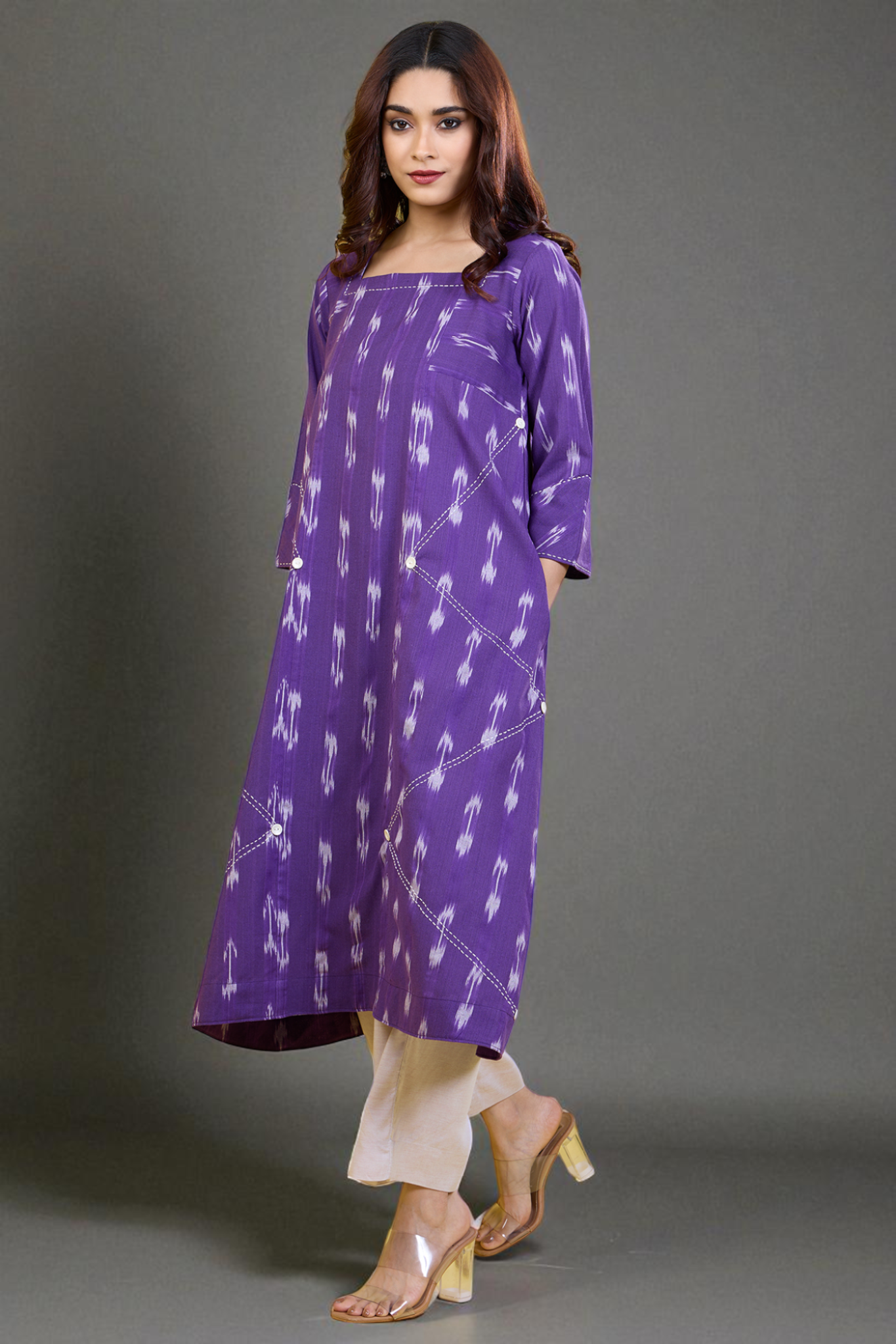 A-Line Panelled Kurta Amethyst Aura Kurta Top