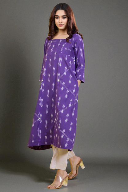 A-Line Panelled Kurta Amethyst Aura Kurta Top