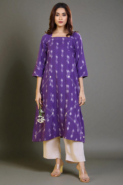 A-Line Panelled Kurta Amethyst Aura Kurta Top